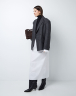 Юбка из тонкой шерсти с подъюбником из хлопка елочка серый/белый