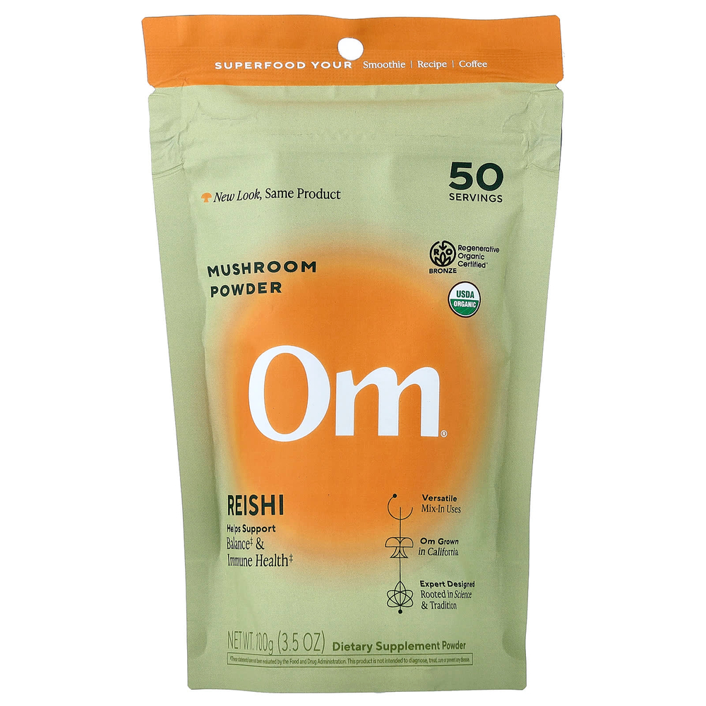 Om Mushrooms, грибной порошок, рейши, 100 г (3,5 унции)