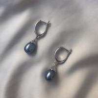 Серьги "Лунная тень" с натуральным черным жемчугом