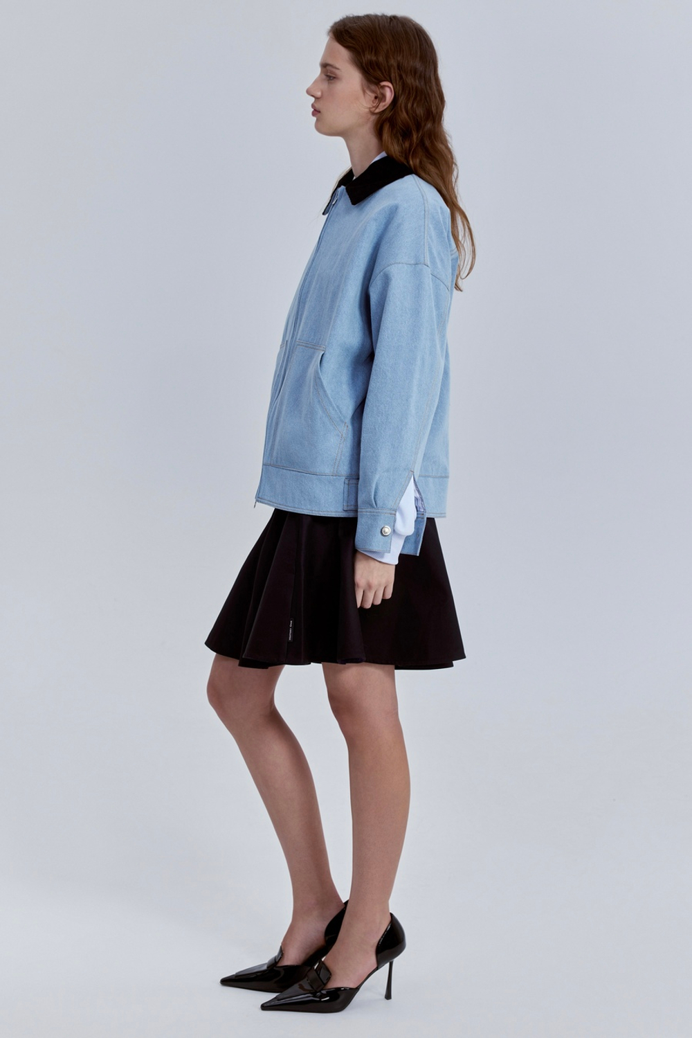 Куртка из денима с вельветовым воротником