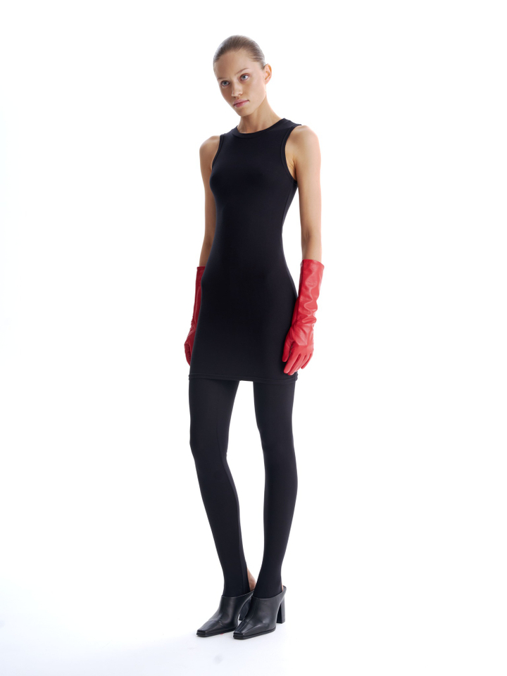 Леггинсы из трикотажа со штрипками черные