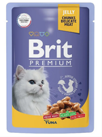 Влажный корм для кошек Brit Premium 0,085кг тунец в желе 14 паучей