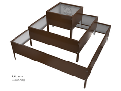 Клумба квадратная оцинкованная 3 яруса с выбором цвета полимерного покрытия