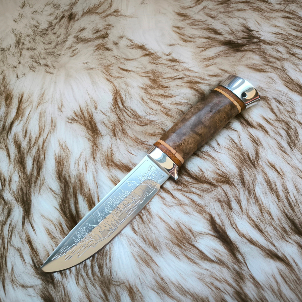 Кованый нож НС-27А Хищник (ЭИ-107) алюминиевые вставки (Златоуст)