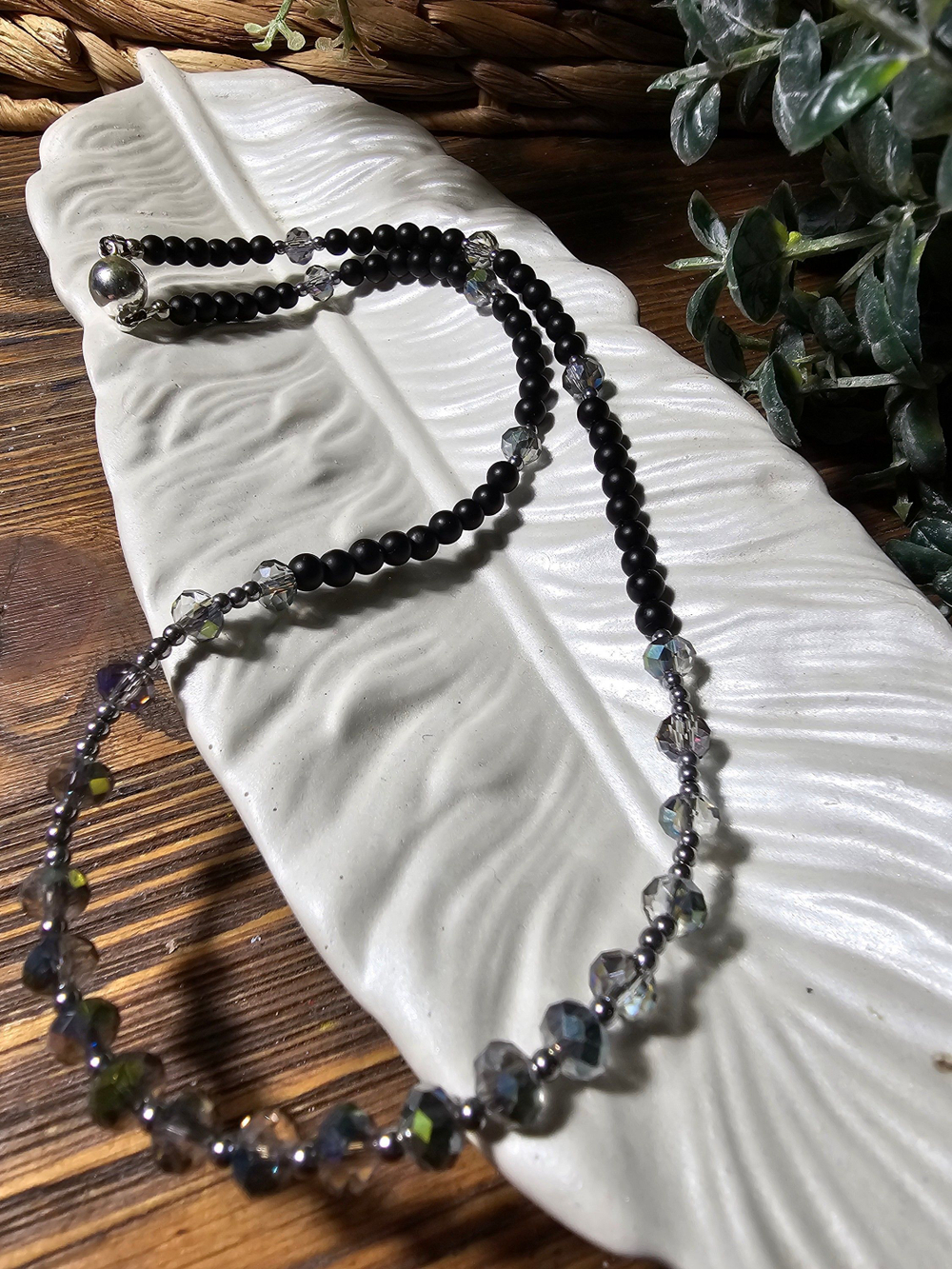 Колье ручной работы из Агата и хрусталя "Хрустальный"