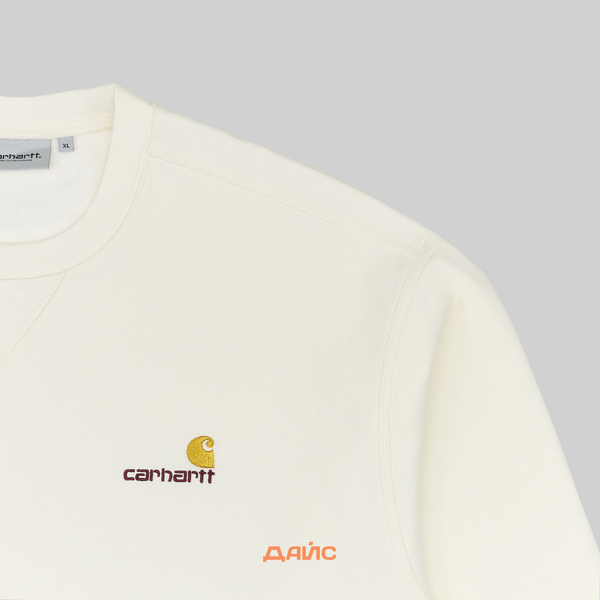 Толстовка мужская Carhartt WIP American Script Sweatshirt артикул:I025475_wax Толстовка мужская Carhartt WIP American Script Sweatshirt артикул:I025475_wax - купить в магазине Дайс