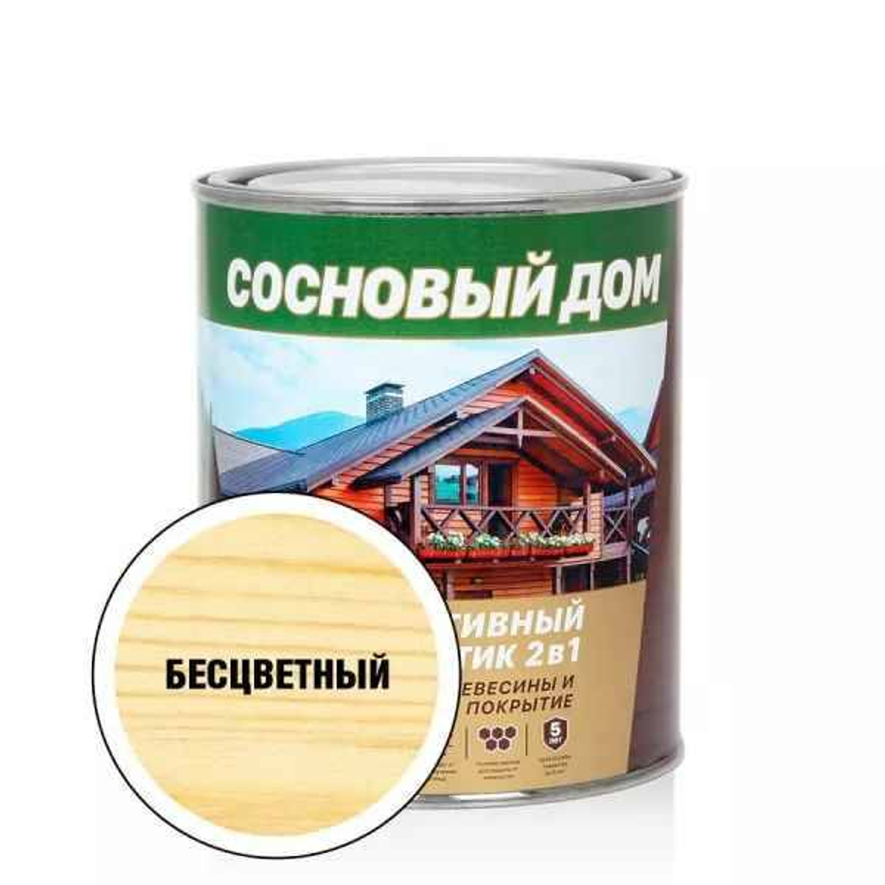 Антисептик декоративный для древесины СОСНОВЫЙ ДОМ бесцветный (0,8л)