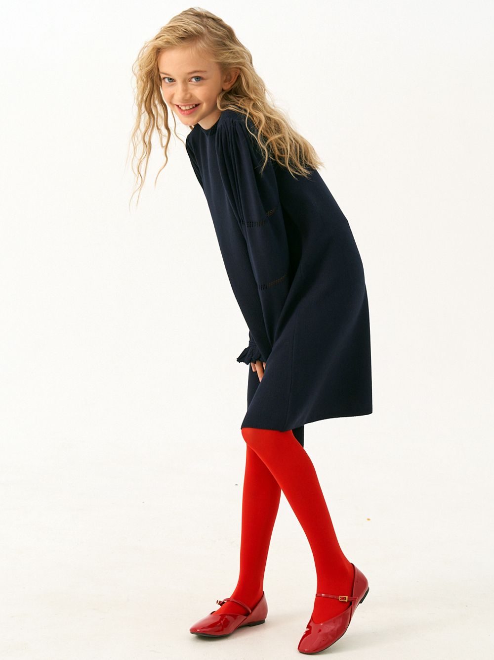 Платье для девочки с длинным рукавом AT1039 синий