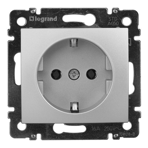 Розетка Legrand Valena с заземлением алюминий 770120