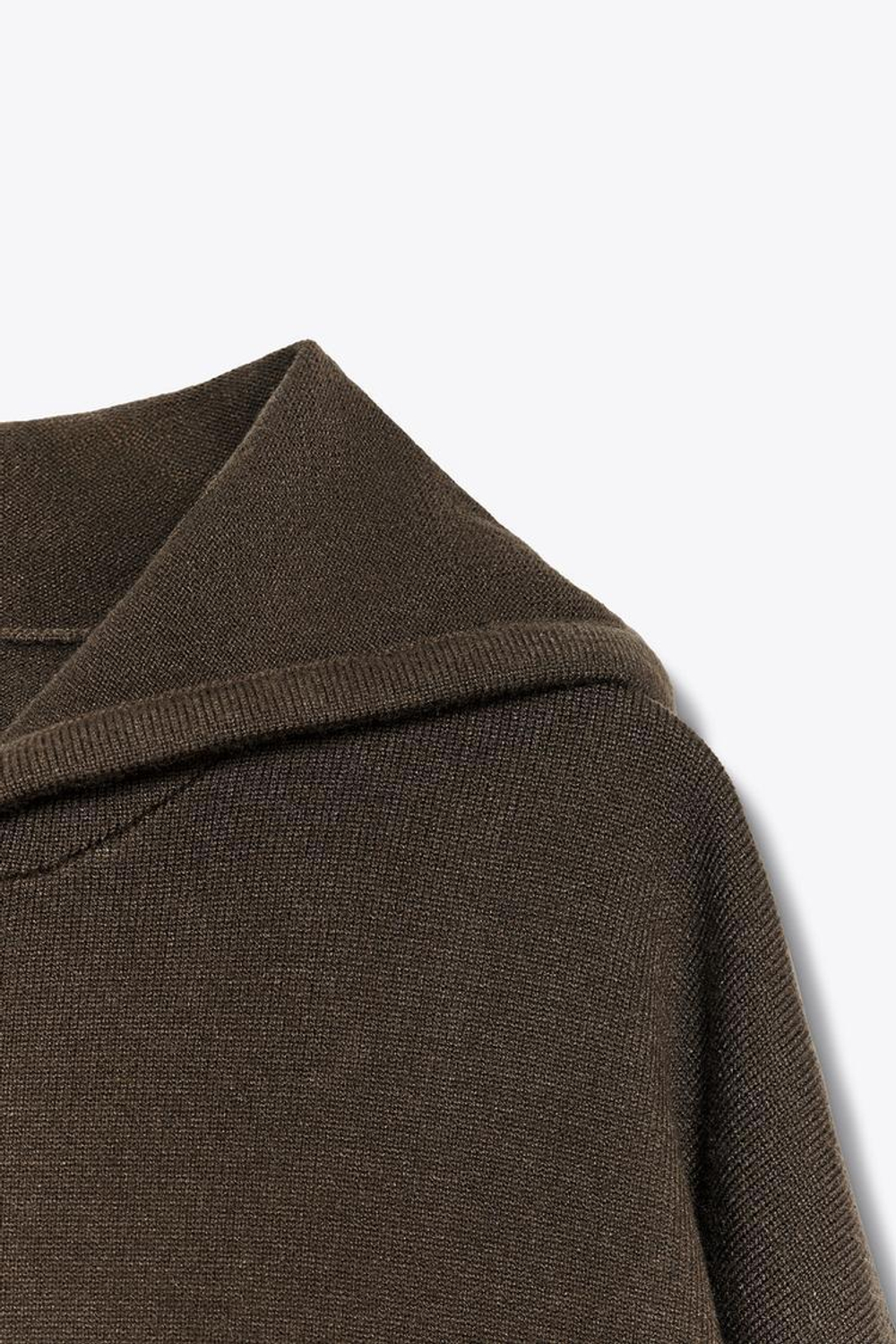 ZARA ТРИКОТАЖНАЯ ТОЛСТОВКА С КАПЮШОНОМ, КОРИЧНЕВЫЙ