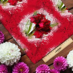 Ткань шифон цветы красные лилии