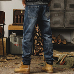 Мужские джинсы с изысканной вышивкой "колосья" на задних карманах