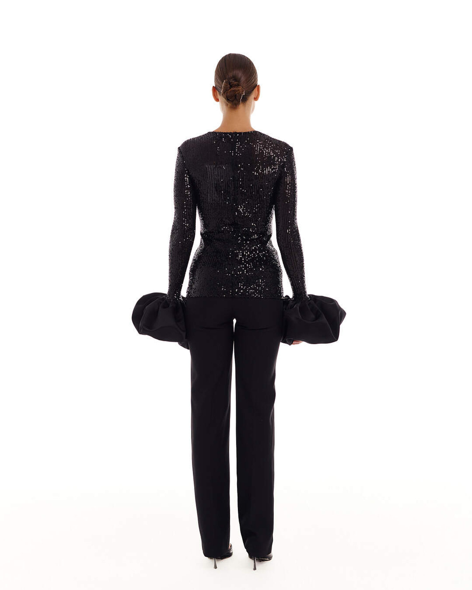 Лонгслив SATURNA (Сатурна) пайеточный черный