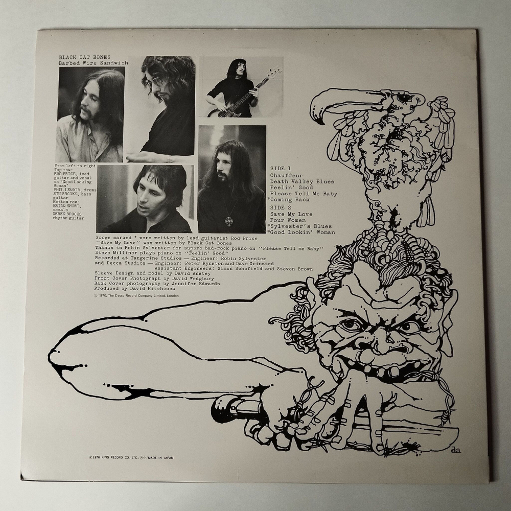 Винтажная виниловая пластинка LP Black Cat Bones Barbed Wire Sandwich (Japan 1976) (No Obi)