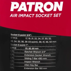 Набор инструментов ударных 26пр, 3/4'', 1''(6гр.) PATRON P-68262-5MPB