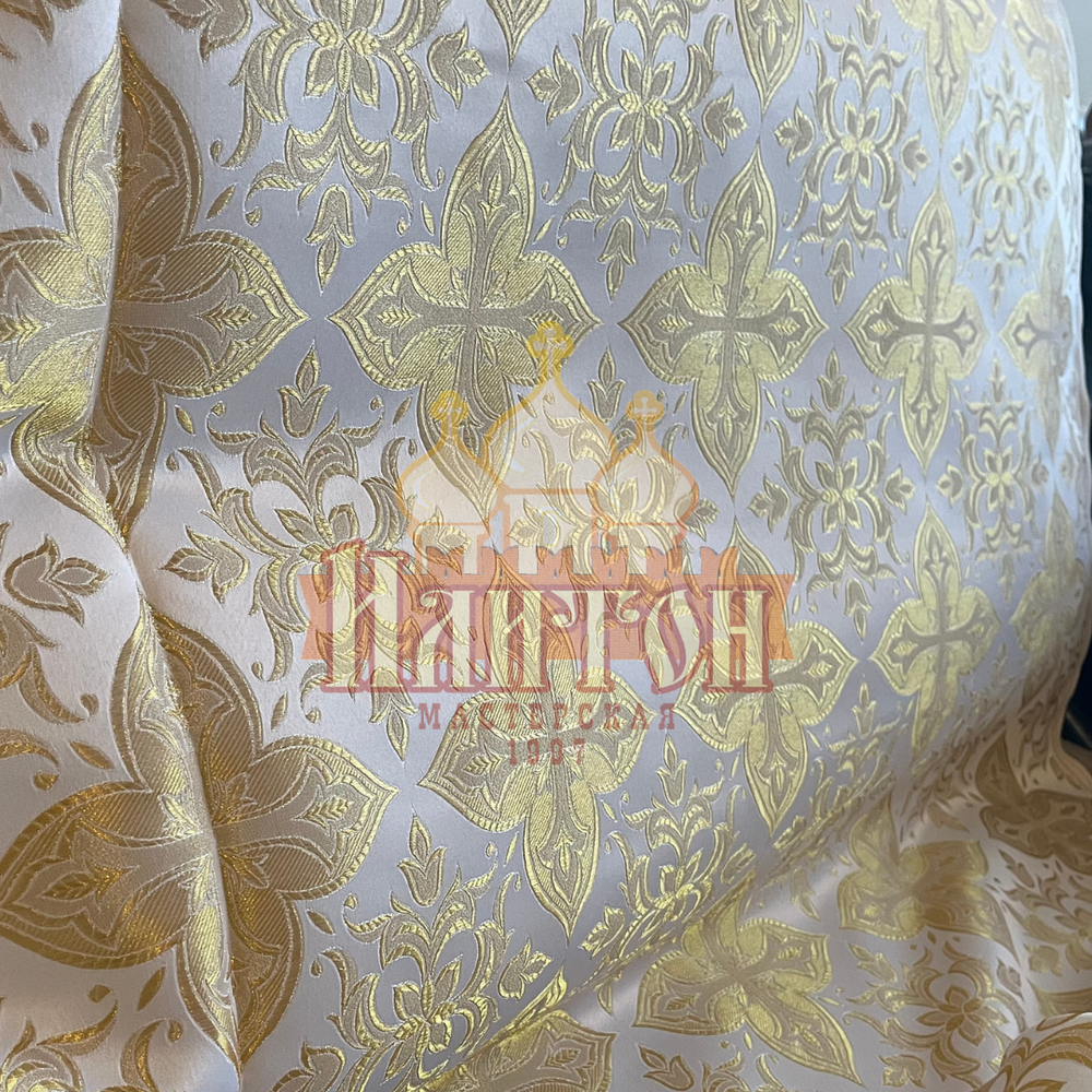 Парча "Вера" белая с золотом