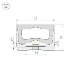Силиконовый профиль WPH-FLEX-3020-TOP-S16-5m WHITE (Arlight, Силикон) 062408