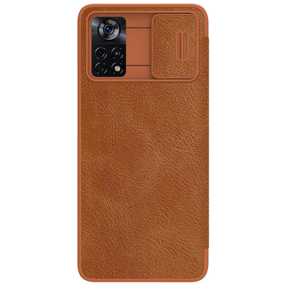 Кожаный чехол-книжка Nillkin Leather Qin Pro c защитой камеры для Poco X4 Pro 5G