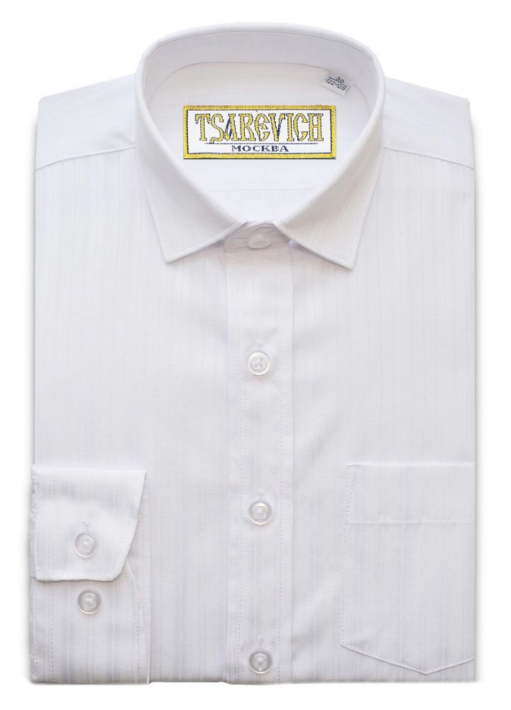 Школьная сорочка белого цвета с выработкой TSAREVICH