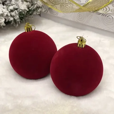 Набор шаров VELOUR «Нежный бархат» 8 см (набор 2 шт), Рубин