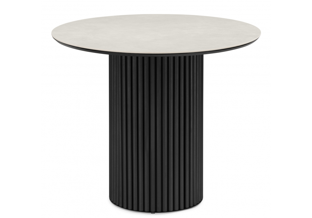 Керамический стол Woodville Барел 89 carmen light grey, черный