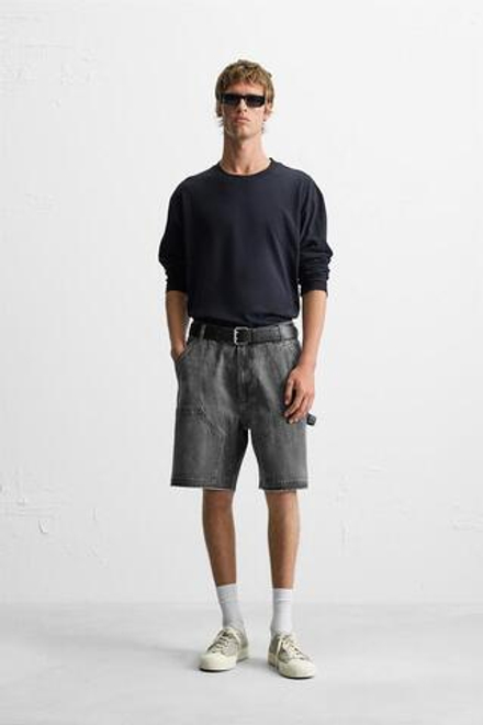 ZARA ШОРТЫ КАРГО, ТЕМНО-СЕРЫЙ