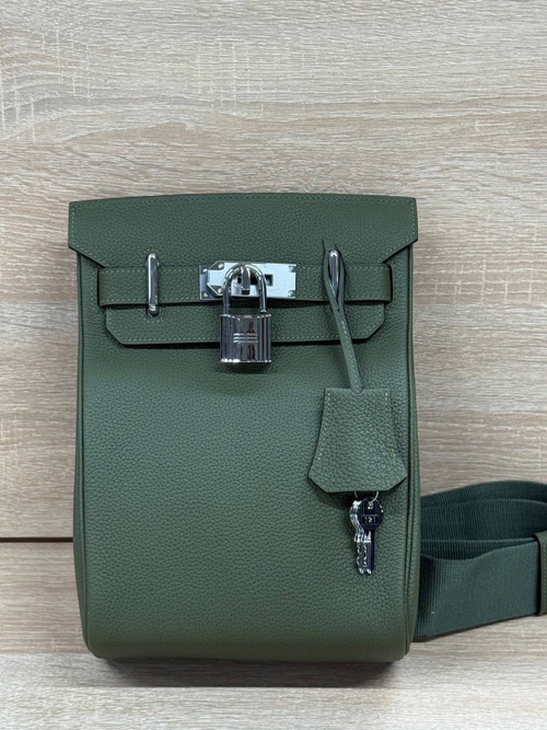 Нагрудная сумка слинг Hermes Kelly (Messenger) зеленая