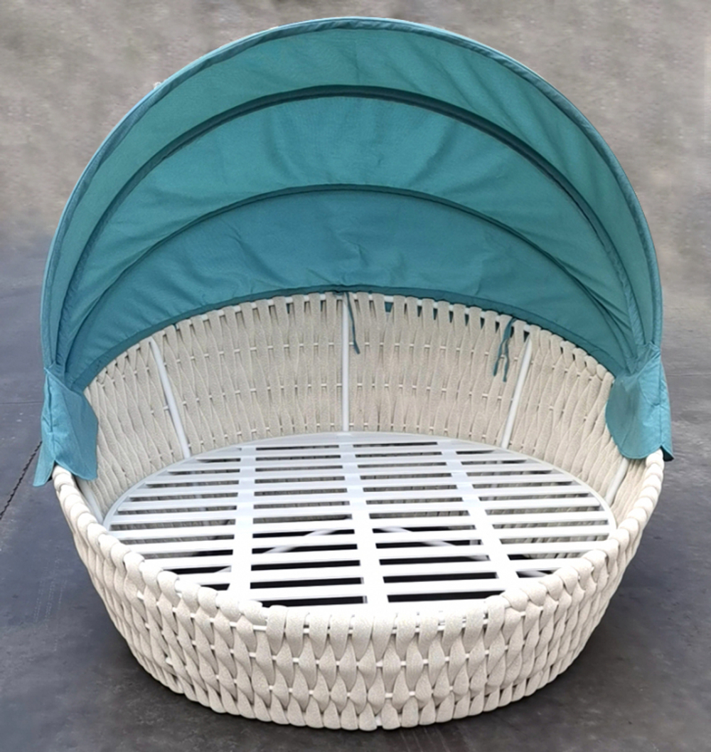 Лаунж-диван плетеный Tagliamento Samui, бежевый, белый, бирюзовый