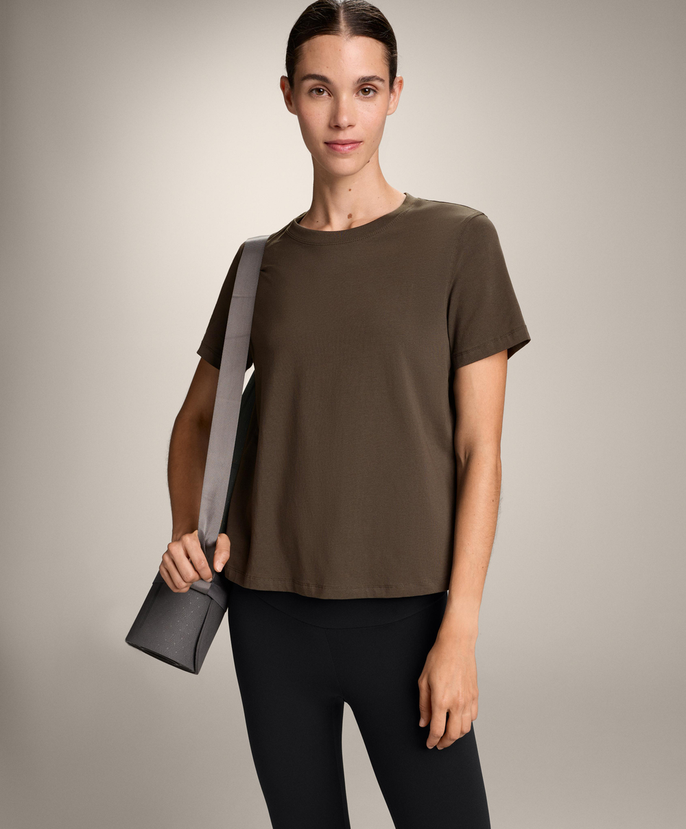 Oysho Футболка из смесового хлопка с коротким рукавом, темно-серый