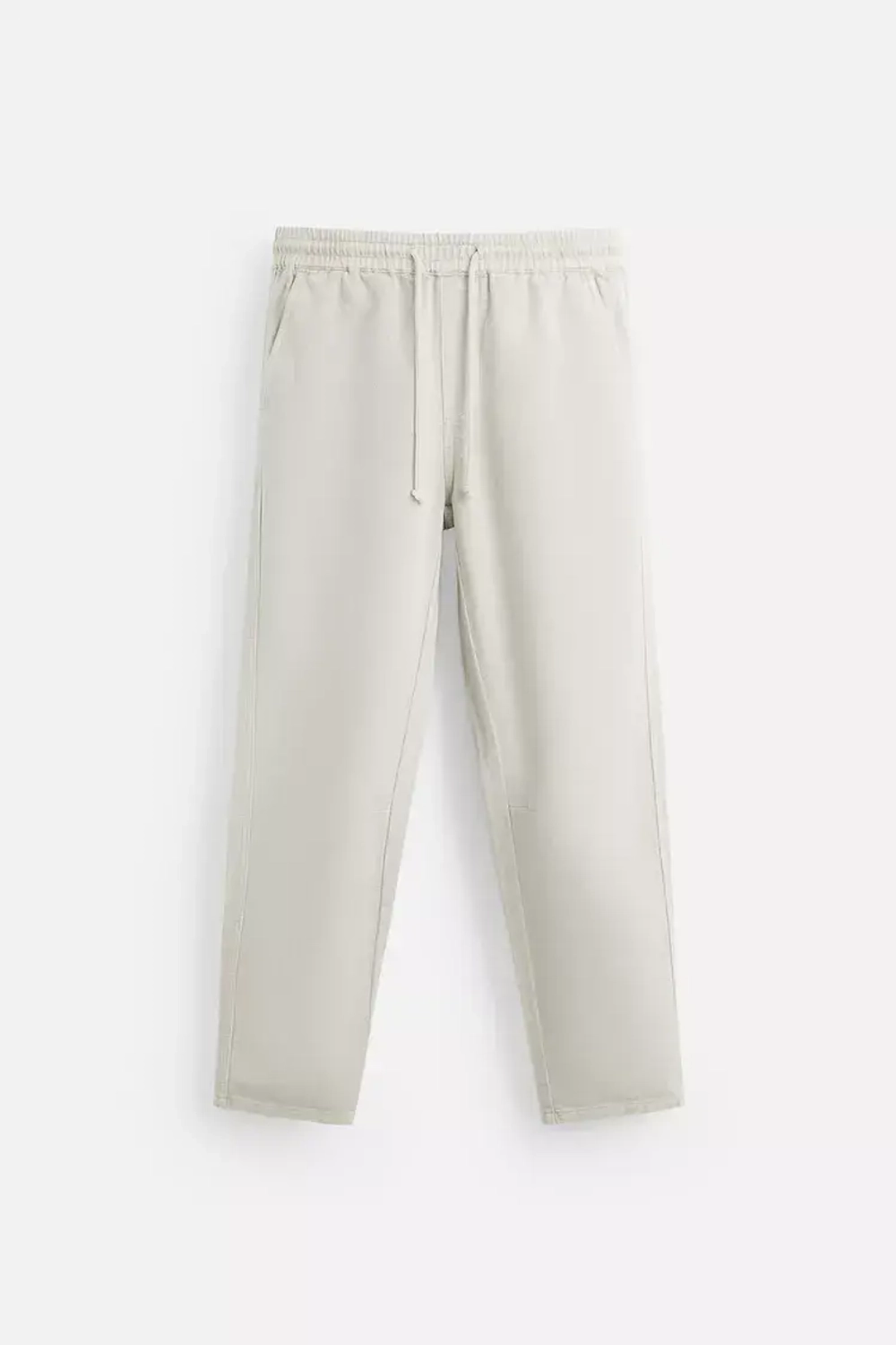 ZARA БРЮКИ ИЗ ХЛОПКА И ЛЬНА, СВЕТЛО-СЕРЫЙ