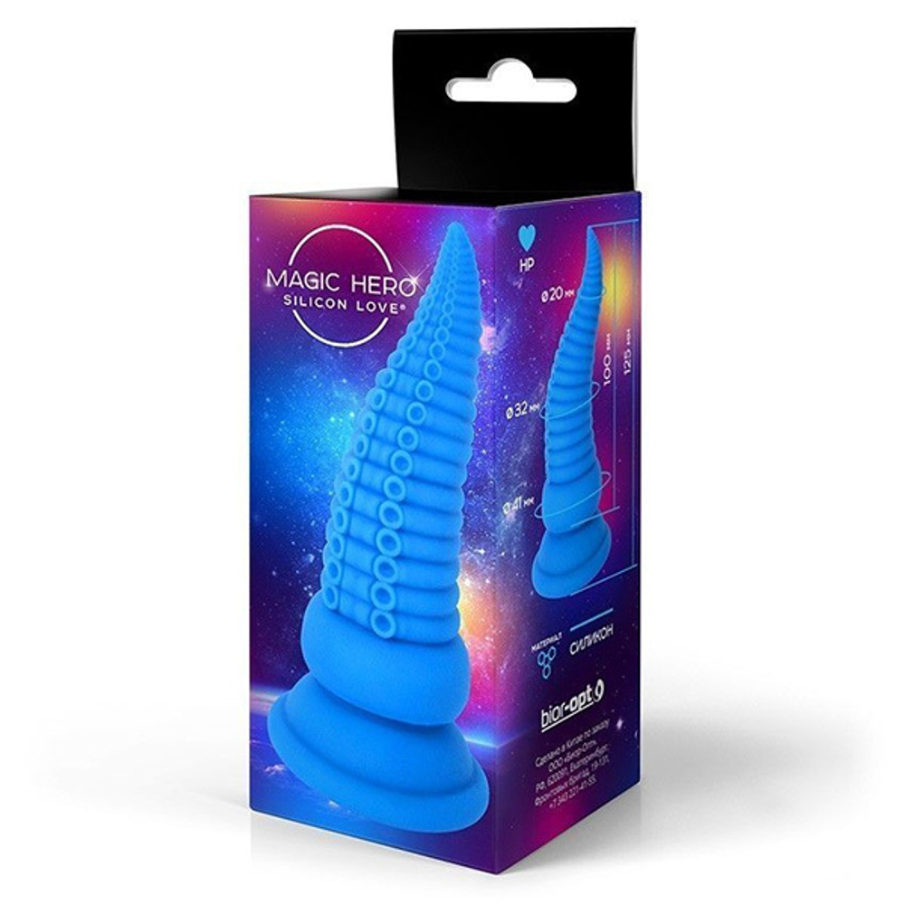 Синий фантазийный анальный стимулятор-щупальце 12,5см Bior Toys Magic Hero MH-13053