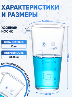 Мензурка лабораторная 100 мл (Не внесена в ГРСИ)