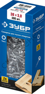ЗУБР 38 х 3.8 мм, частая резьба, саморез для глухих отверстий, цинк, 300 шт (30082-38-038)