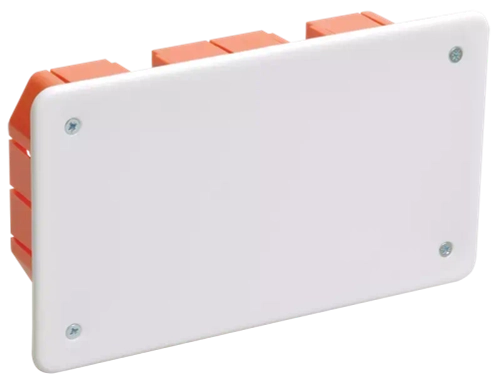 Коробка распаячная КМ41006 для твердых стен безгалогенная (HF) 172х96х45мм с саморезами с крышкой IE
