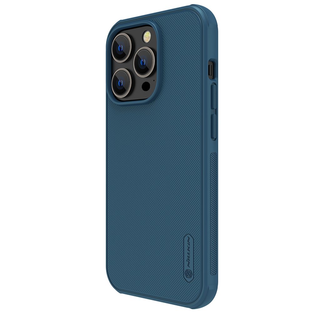 Чехол синего цвета от Nillkin c поддержкой беспроводной зарядки MagSafe для iPhone 14 Pro, серия Super Frosted Shield Pro Magnetic
