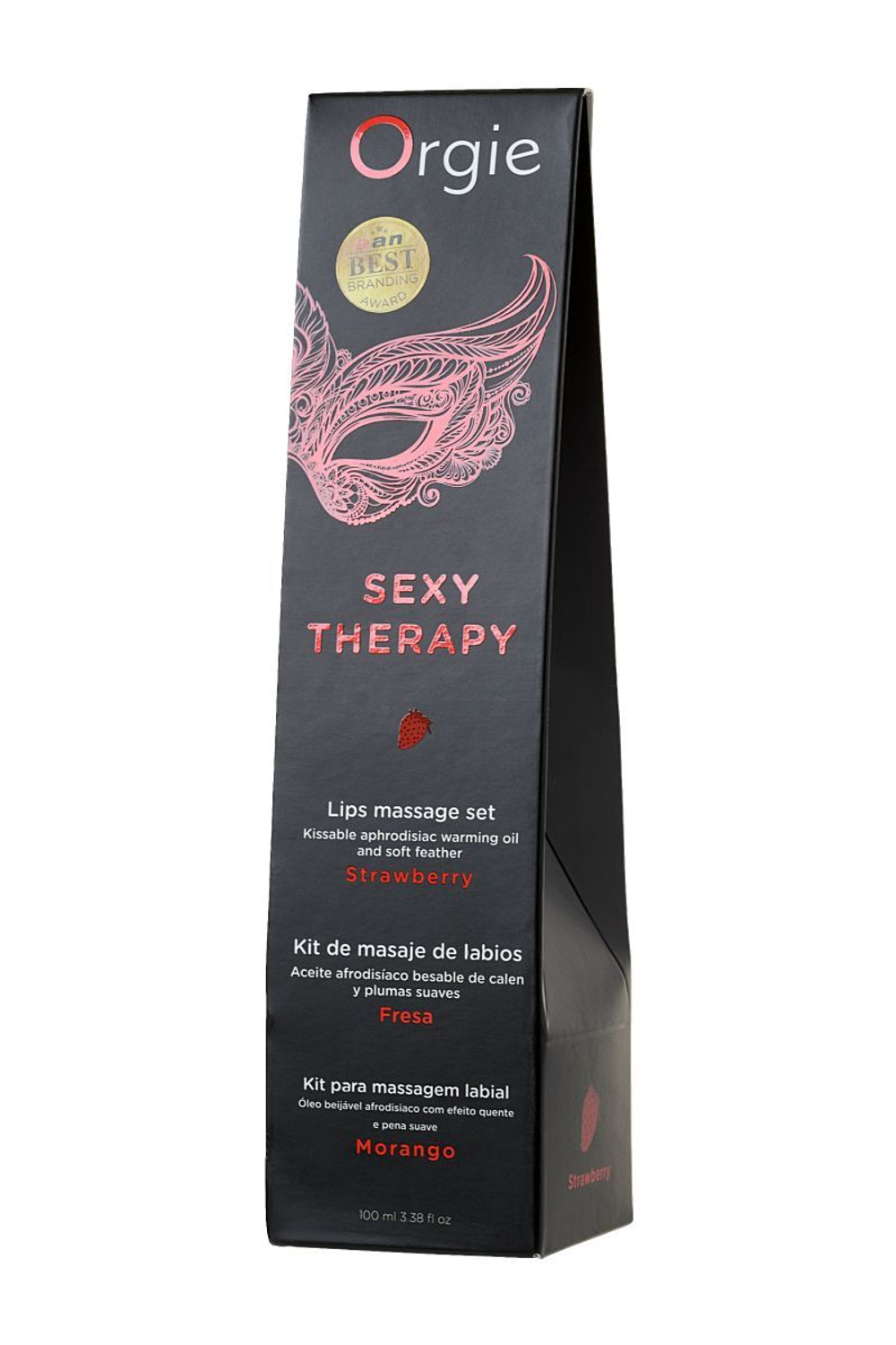 Массажное масло Orgie Lips Massage, клубника, 100 мл – согревающее