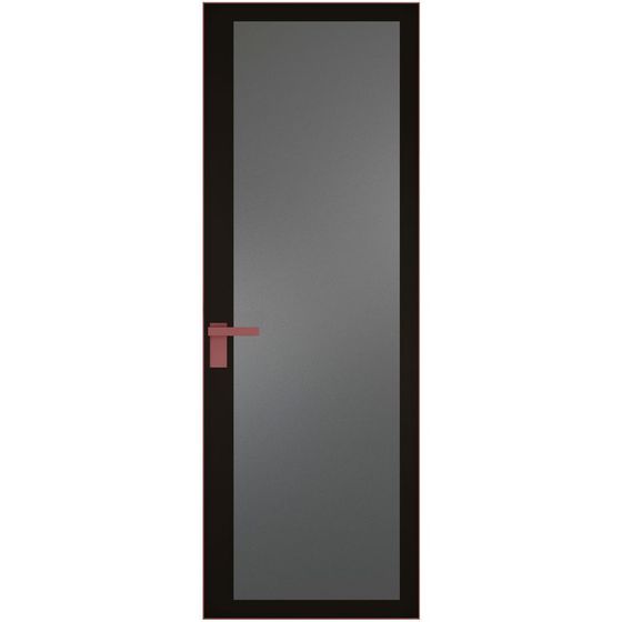 Алюминиевая дверь 2AGК кромка красный антрацит стекло мателюкс графит прокрас чёрный