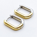 Ювелирные швензы Конго, родиевое покрытие и позолота (биколор), размер 20*15 мм, цена за пару