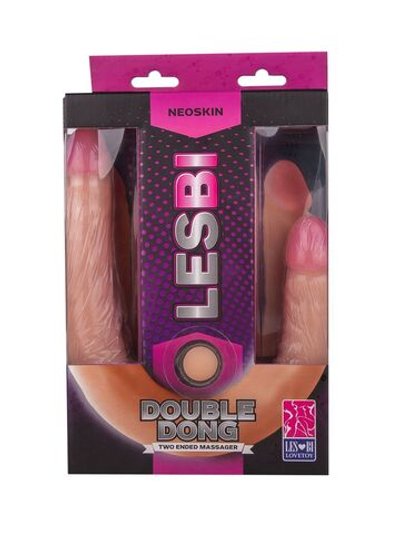 Двусторонний фаллоимитатор из неоскин - 42,5 см. (Цвет: телесный)