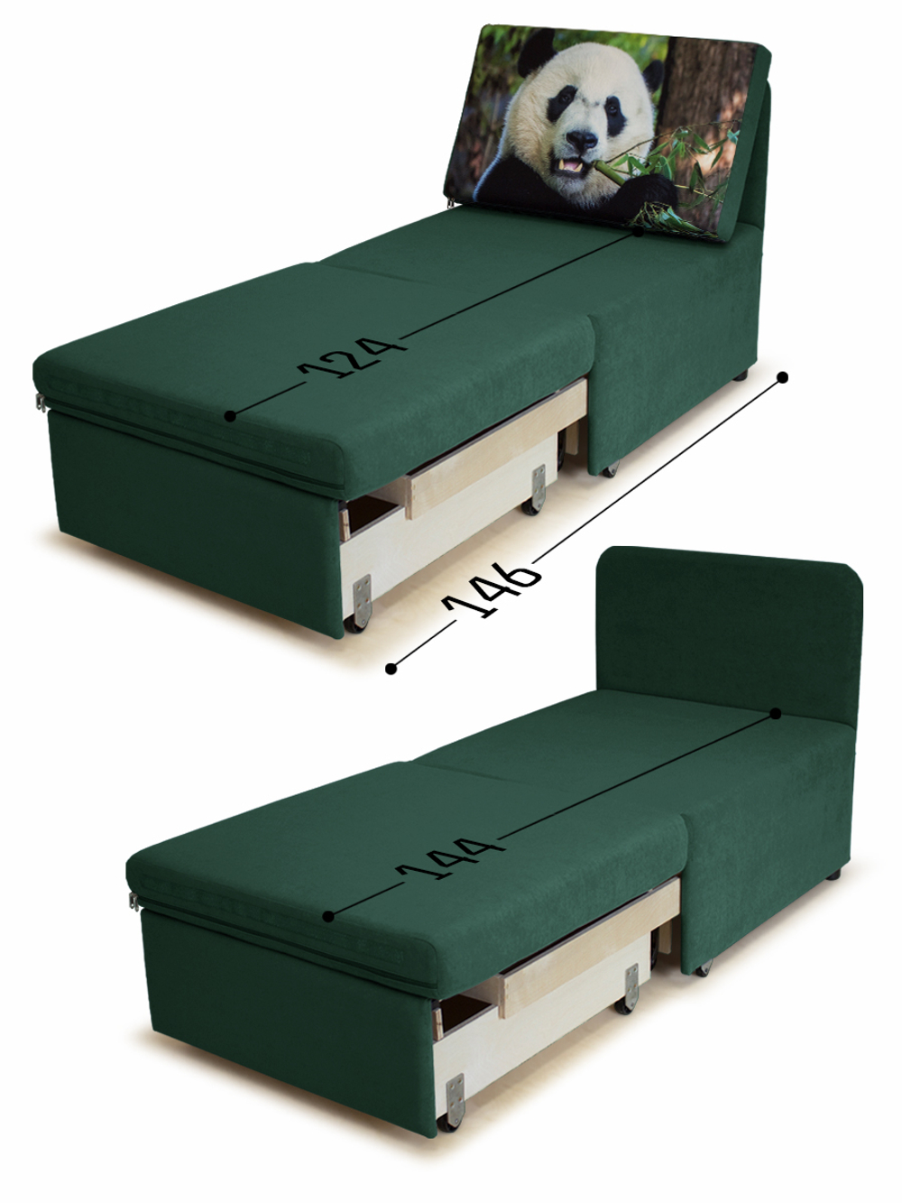 Кресло-кровать "Миник" 70 см, купон Панда