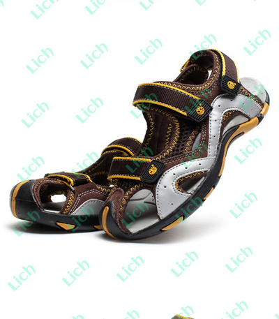 Сандалии детские из кожи и текстиля с закрытым мыском