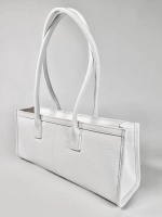 Женская сумка-багет из натуральной кожи белого цвета