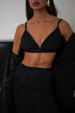 Топ бюстье из шелка черный