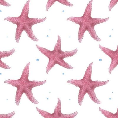 Розовые морские звезды на белом