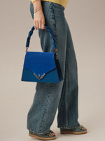 Кожаная сумка Azaro 30838 синяя гуашь