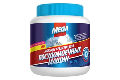 MEGA моющий порошок для посудомоечных машин, 1 кг.