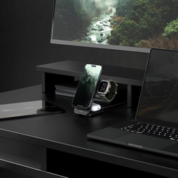 Беспроводное зарядное устройство EnergEA Bazic GoMag Trio PLUS 3in1 magnetic wireless foldable charger Qi2 22.5W, Gunmetal (MAG-TRIOPLUS-GUN)