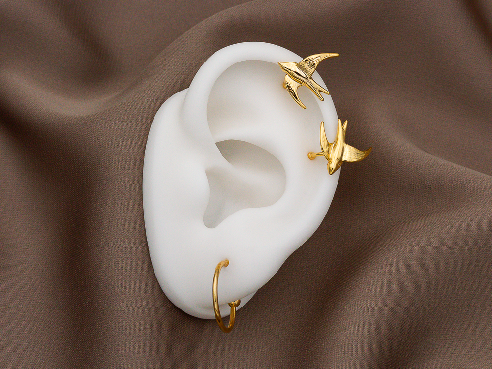 Кафф Ласточка 12мм, цвет золото