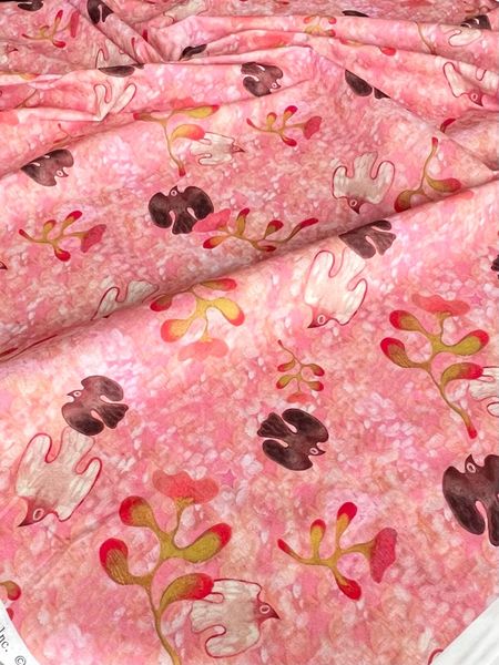 ПТИЦЫ НА РОЗОВОМ ФОНЕ - 100% хлопок 4