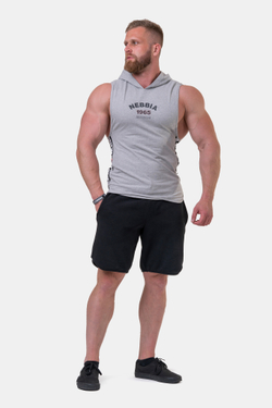 Мужская майка c капюшоном Nebbia Legend-approved hoodie tank top 191 Light grey